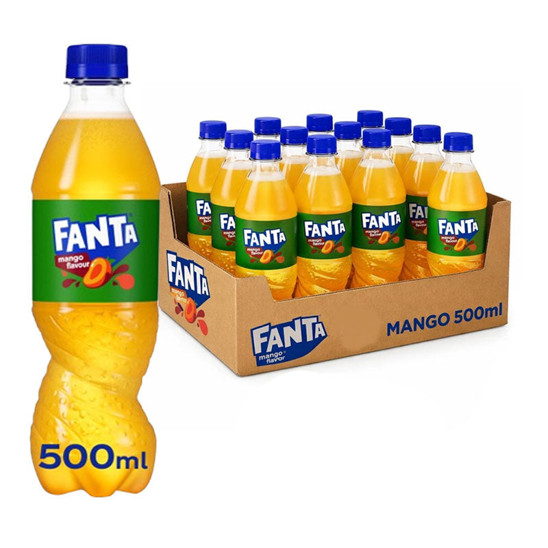 Fanta Mango 500ml Bottle Tropical Mango Flavoured Carbonated Soft Drink (Box of 12 Bottles)