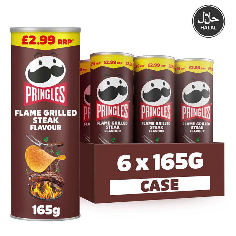 Pringles Sharing Crisps 165g PMP 6 Tins – Original, Texas BBQ, Sour Cream & Onion, Salt & Vinegar & More