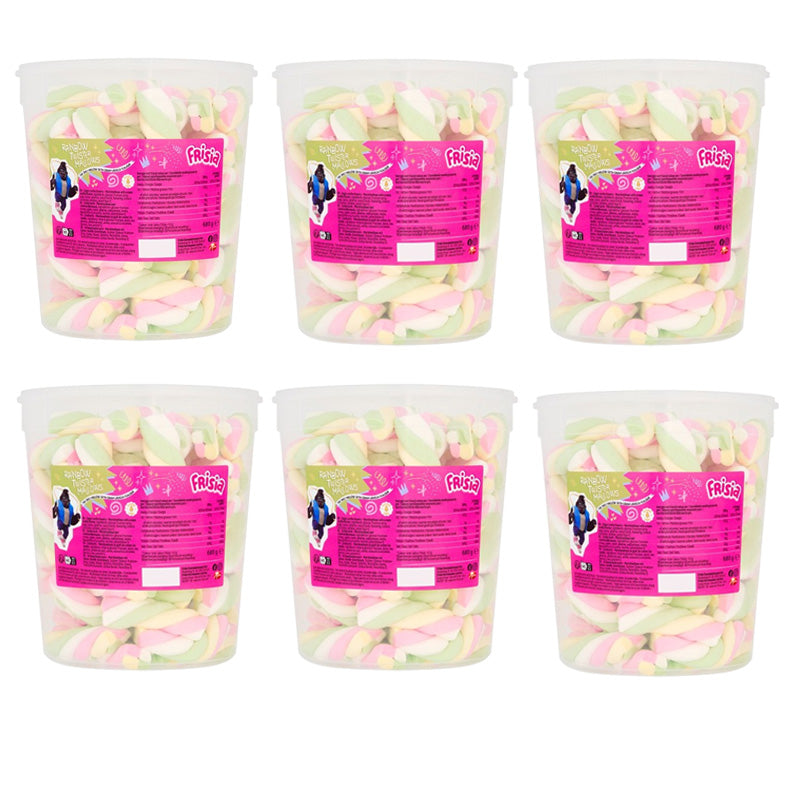 Frisia Rainbow Twister Mallows Marshmallows 680g (Box of 6 Tubs)