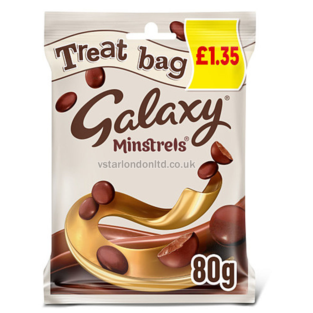 Galaxy Minstrels Milk Chocolate Buttons Treat Bag 80g(Box of 20) PMP
