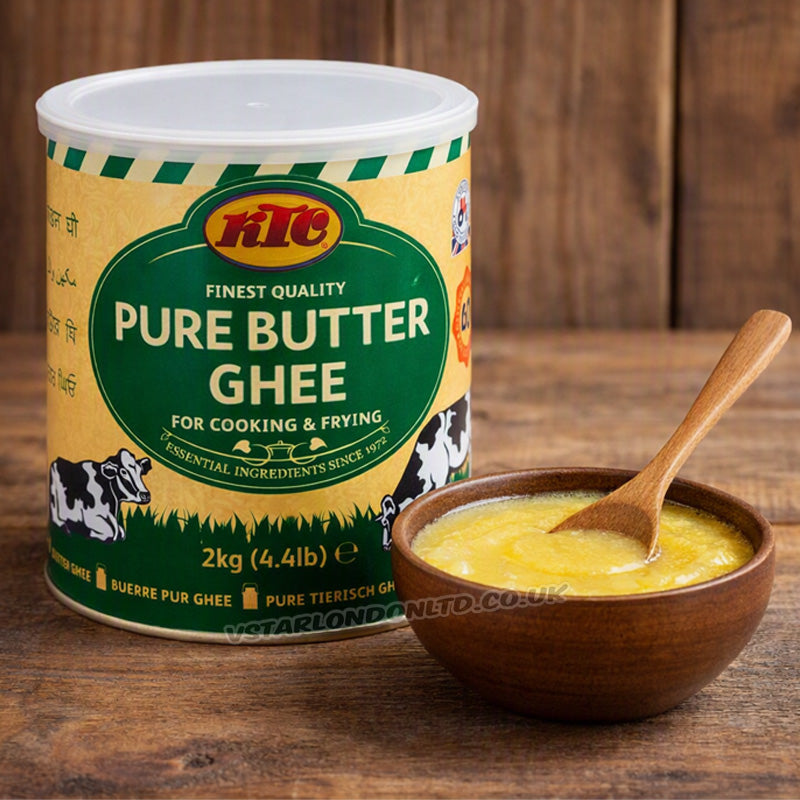 KTC Pure Butter Ghee 2kg Finest Quality Vegetarian Cooking Ghee (Box of 2 & 4 Cans)