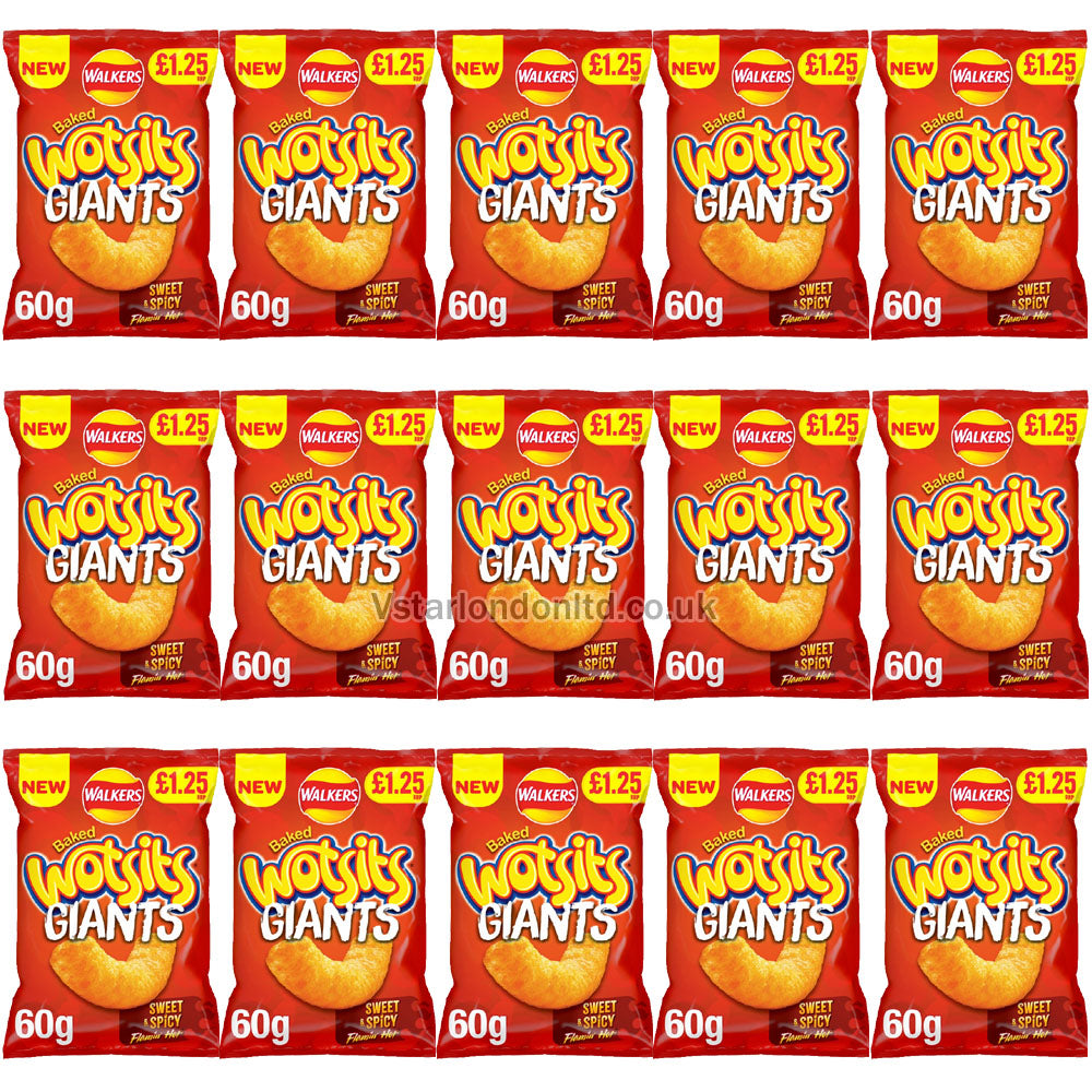 Walkers Wotsits Giants Sweet & Spicy Crisps 60g (15 Packs) PMP