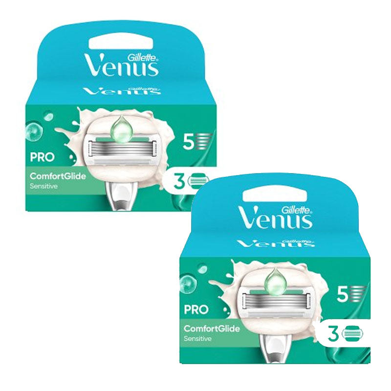 Gillette Venus ComfortGlide Sensitive Women's Razor Blades Refill Cartridges 3 Pack (Box of 2)