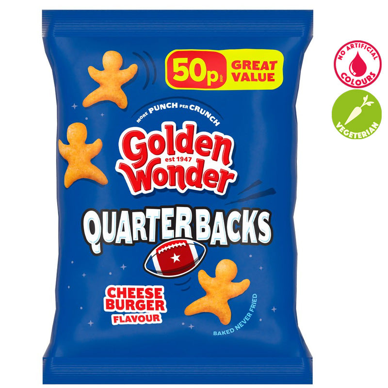 Golden Wonder Quarterbacks Cheeseburger Flavour Maize Snacks 27g (15 & 30 Packs)