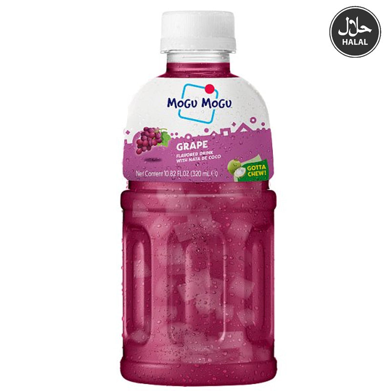 Mogu Mogu Grape Flavoured Drink with Nata de Coco 320ml (12 & 24 Bottles)