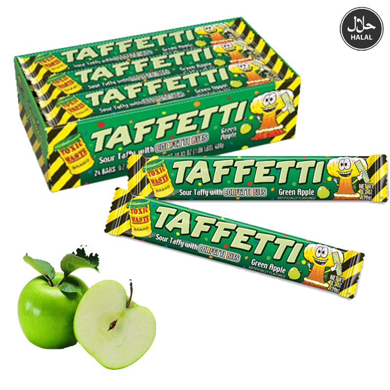 Toxic Waste Tafetti Chew Bar 20g Strawberry Blue Raspberry Apple Flavours (Box of 24 Bars)