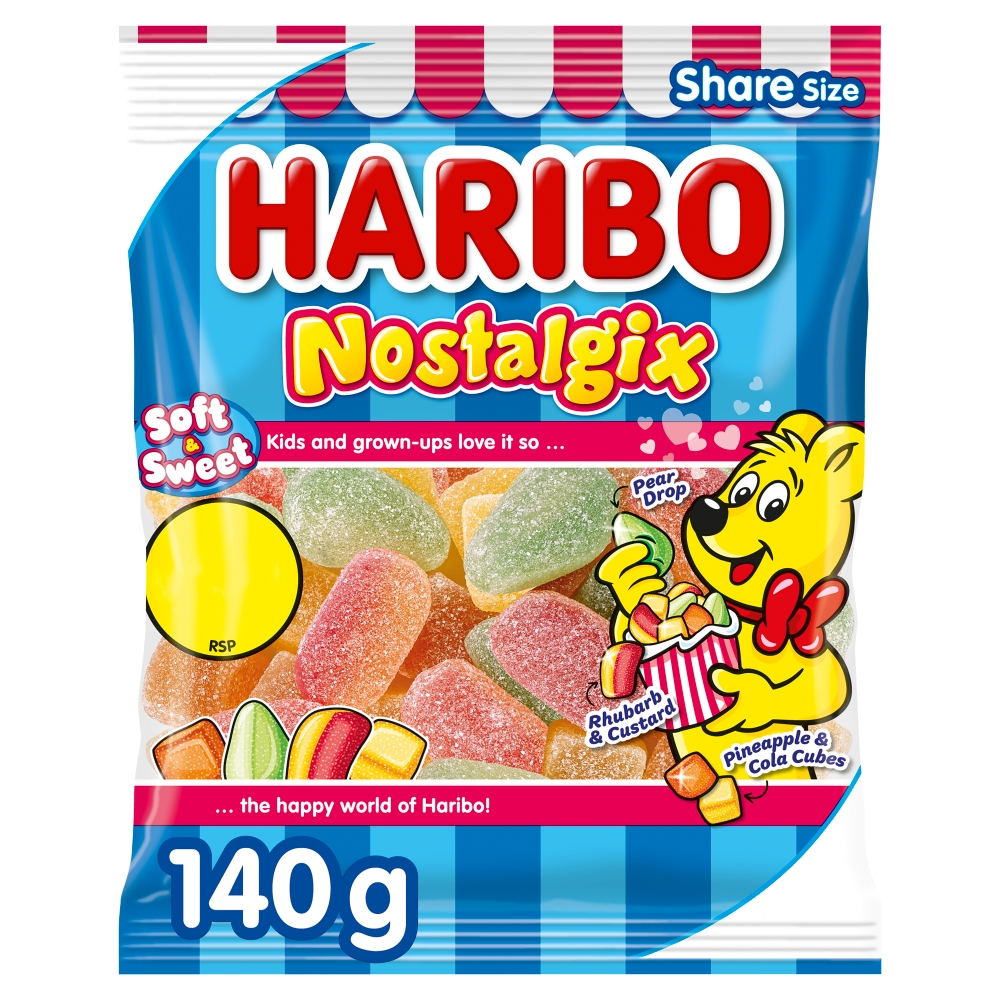 Haribo Nostalgix Sugar Coated Fruit & Cola Flavour Jelly Sweets PMP 12 x 140g