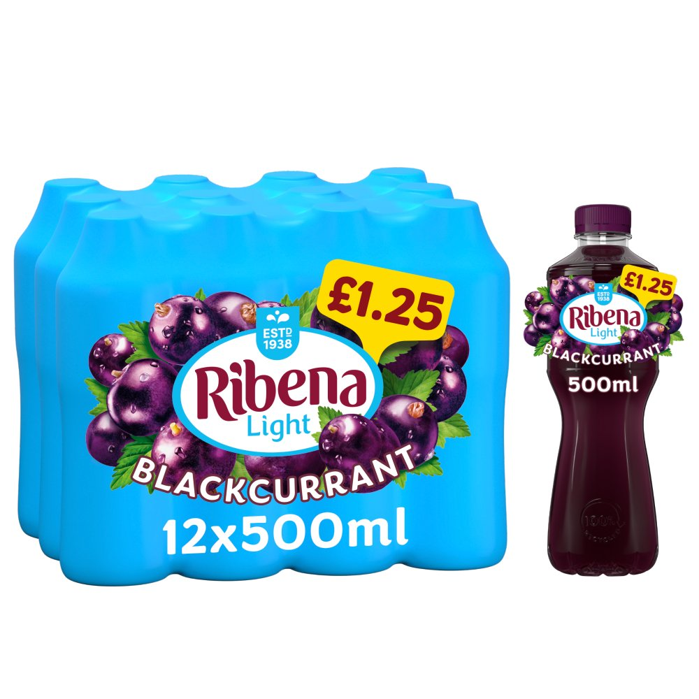 Ribena Blackcurrant Not Added Sugar Juice Drink 500ml (Case of 12)