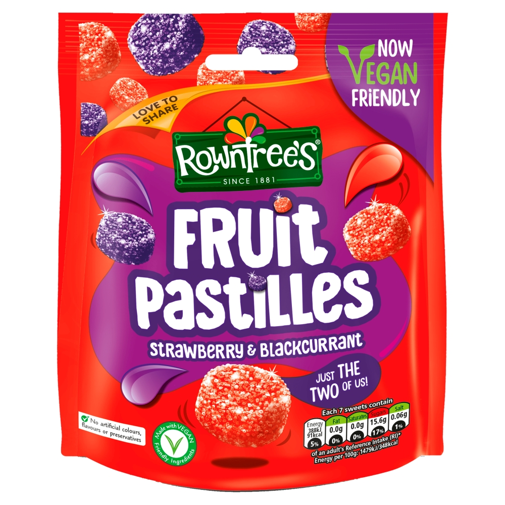 Rowntree's Fruit Pastilles Strawberry & Blackcurrant Sharing Pouch 143g (Box of 10)