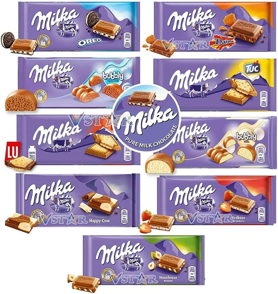 Milka Random Mixed Assorted Variety Flavours Chocolate (12 & 24 Bars)