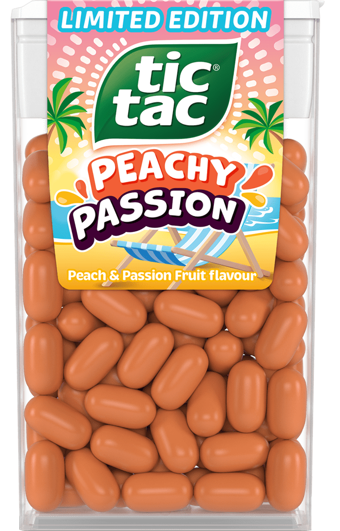 Tic Tac Peach & Passion Fruit 24x18g – Fruity Mint Full Box