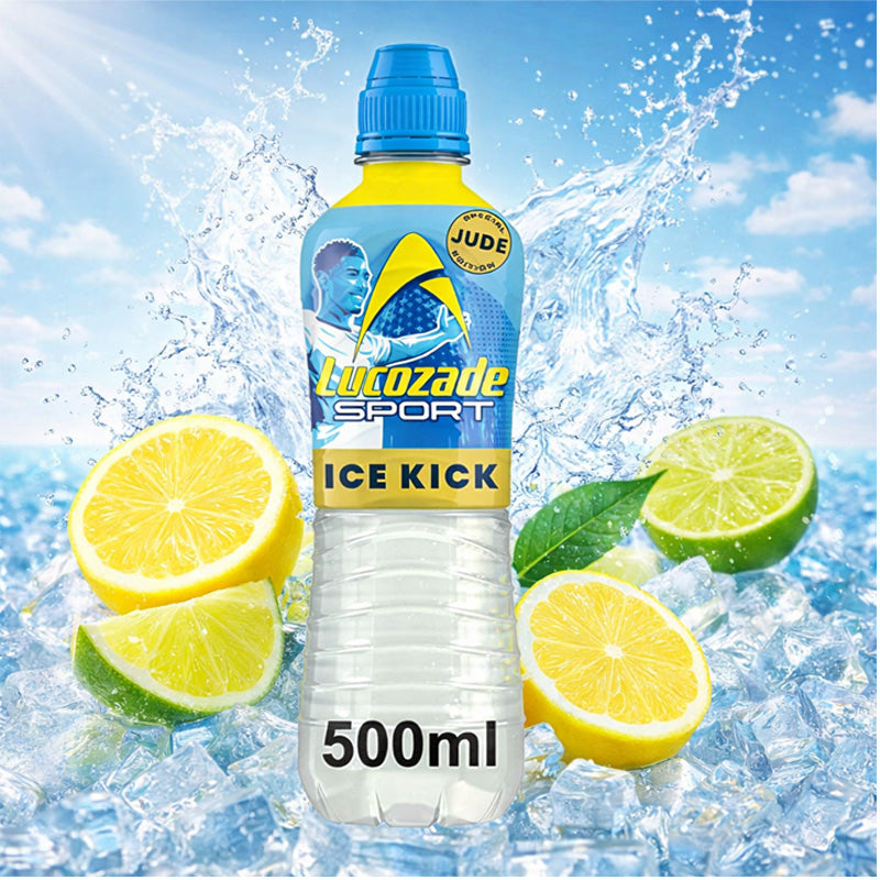 Lucozade Sport Ice Kick Jude Bellingham Edition 500ml Lemon Lime Isotonic Drink (12 & 24 Bottles)