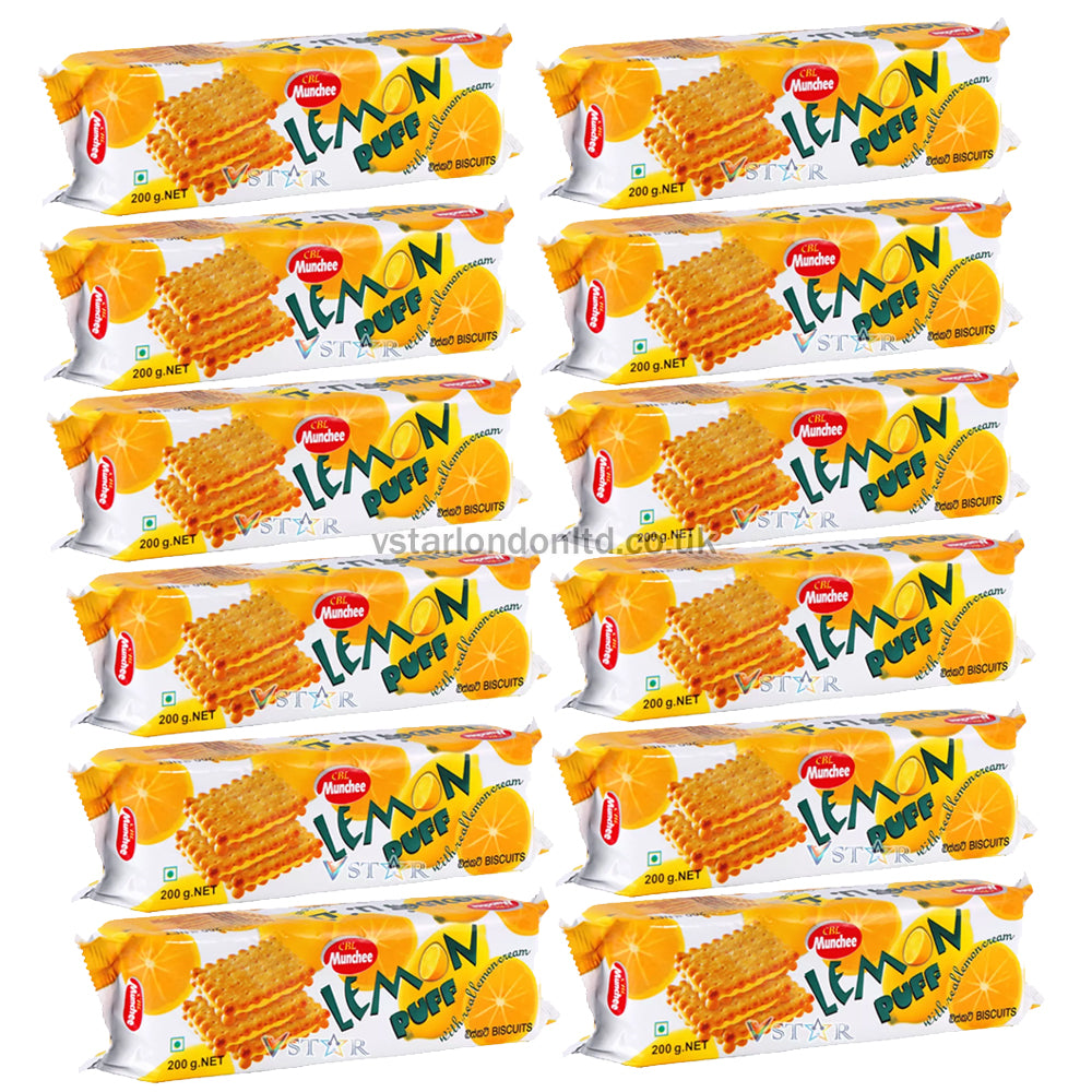 Munchee Biscuit Lemon Puff 200g(Pack of 6 and 12)