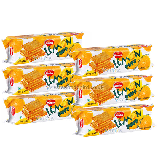 Munchee Biscuit Lemon Puff 200g(Pack of 6 and 12)