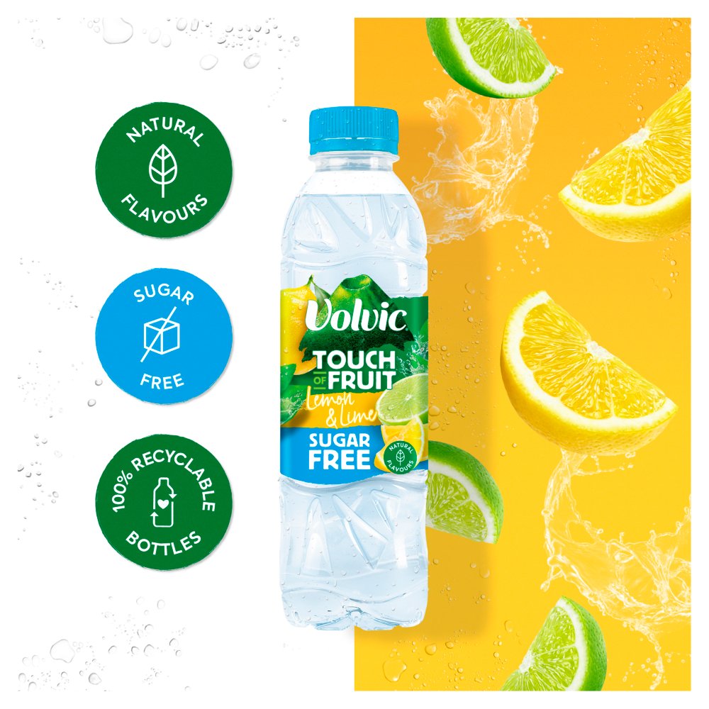 Volvic Touch of Fruit Sugar Free Lemon & Lime Natural Flavoured Water 12 x 500ml