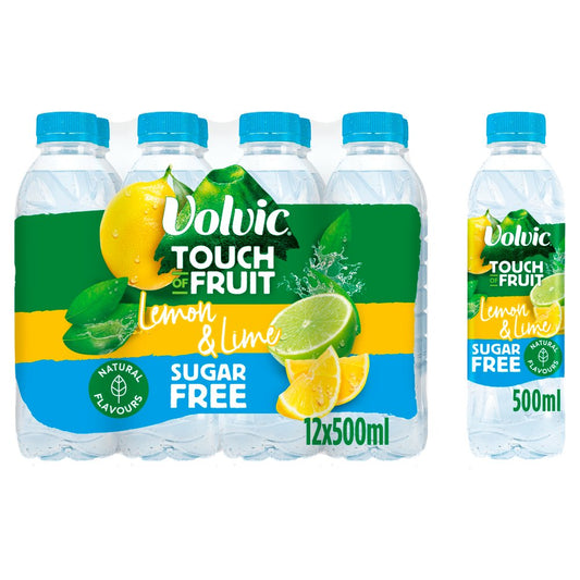 Volvic Touch of Fruit Sugar Free Lemon & Lime Natural Flavoured Water 12 x 500ml