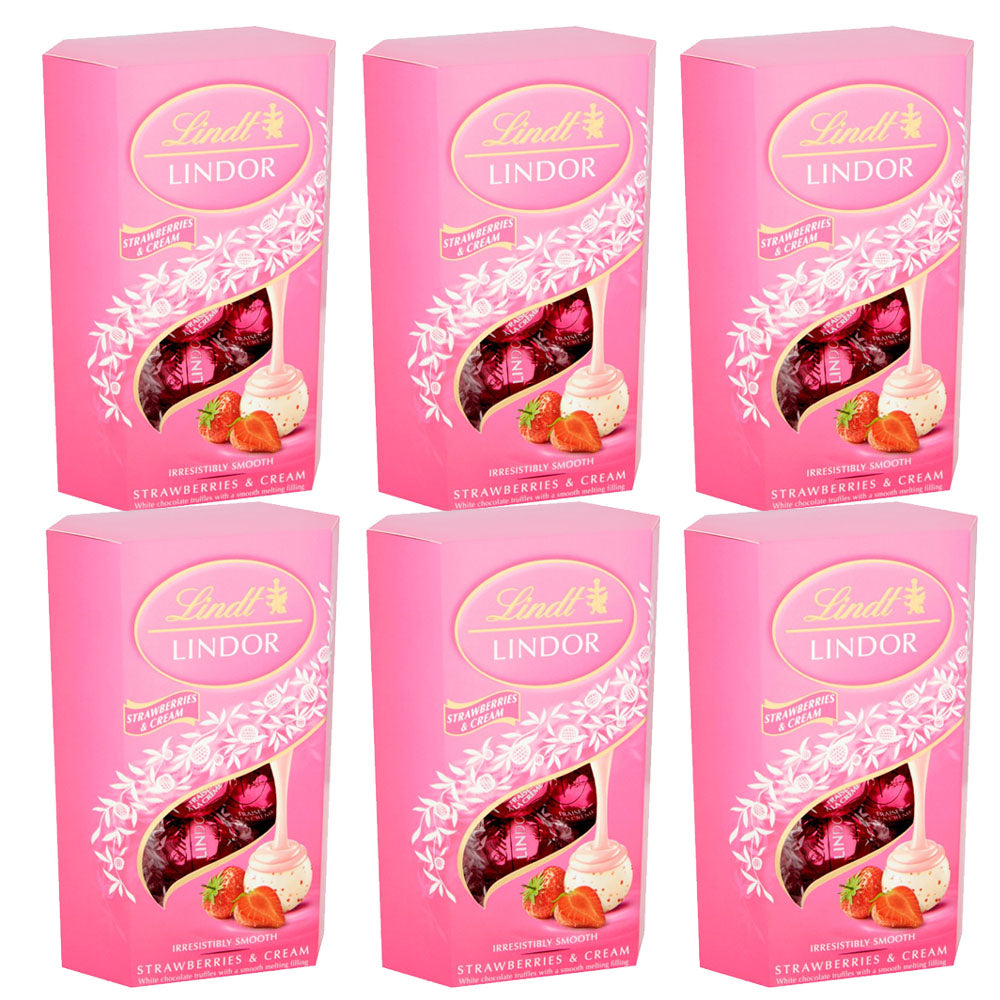 Lindt Lindor Strawberries & Cream Chocolate Truffles 200g – Bulk Packs (2, 4, 6, 8)