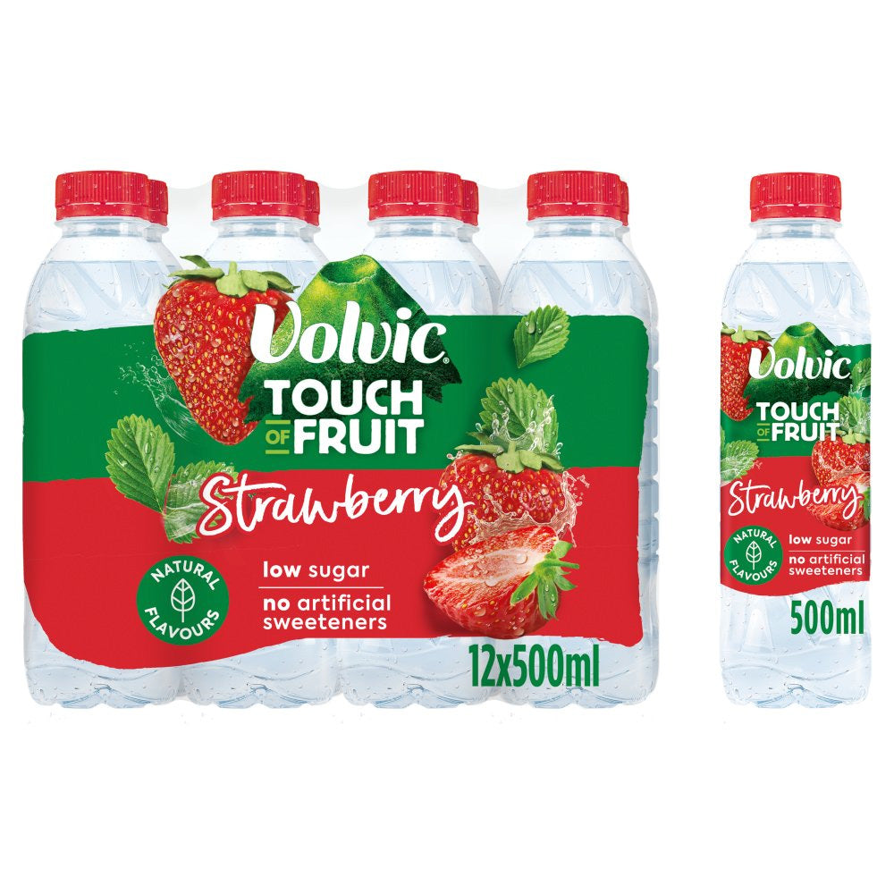 Volvic Touch of Fruit Low Sugar Strawberry Natural Flavoured Water 12 x 500ml