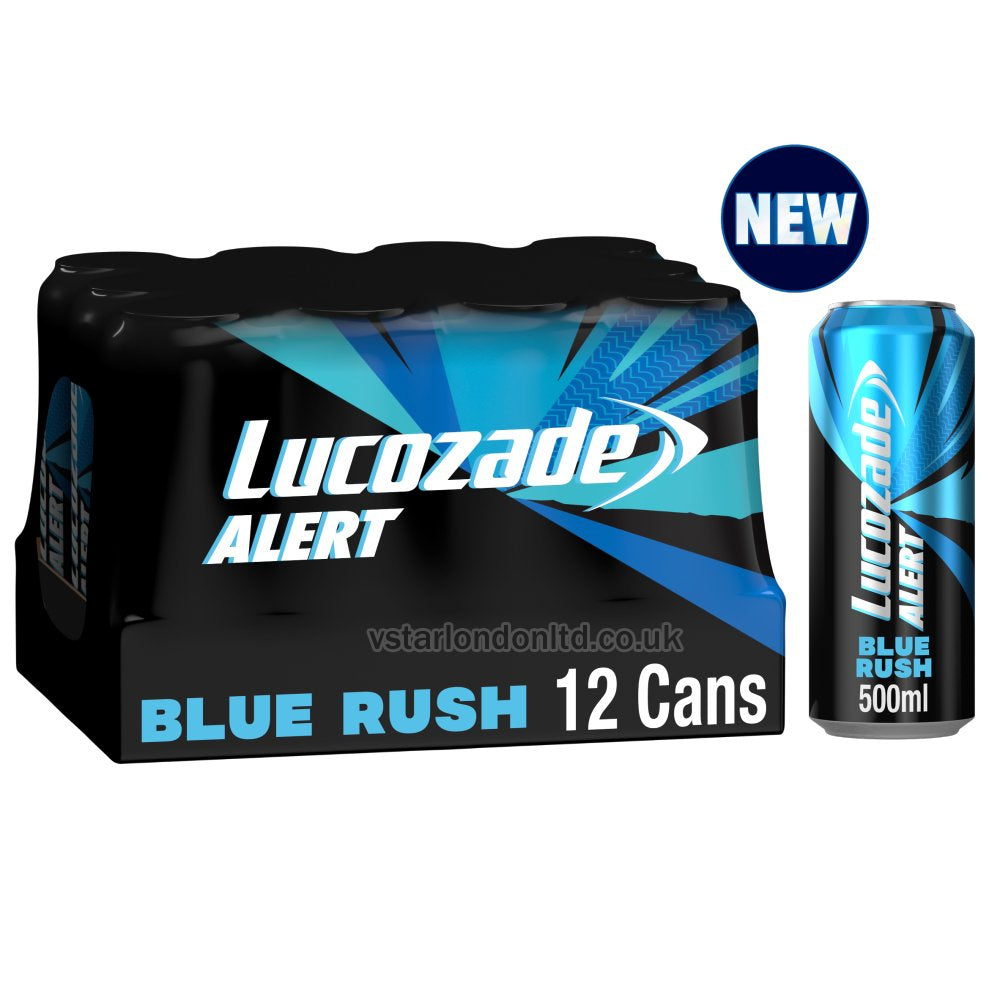 Lucozade Alert Energy Drink Blue Rush 500ml(Pack of 12 Bottles) PMP
