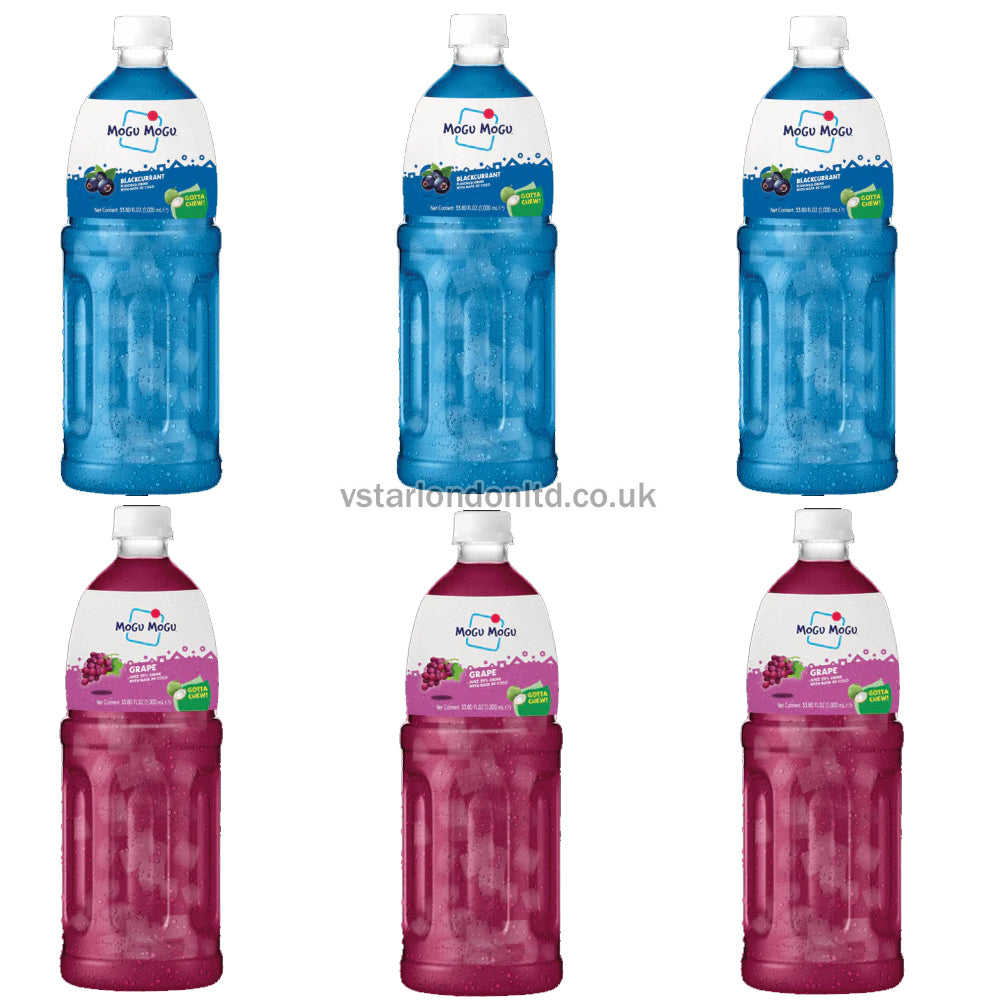 Mogu Mogu - Grape & Blackcurrant Drink 1L(Pack of 6, 12)