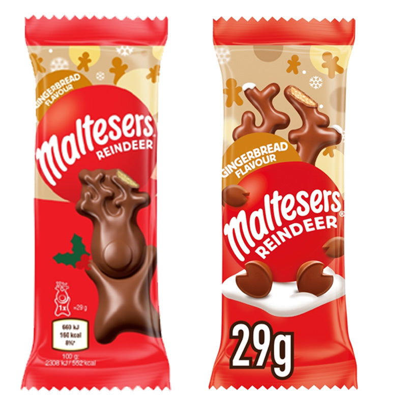 Maltesers Reindeer Gingerbread Flavour Milk Chocolate 29g (16 & 32 Packs)