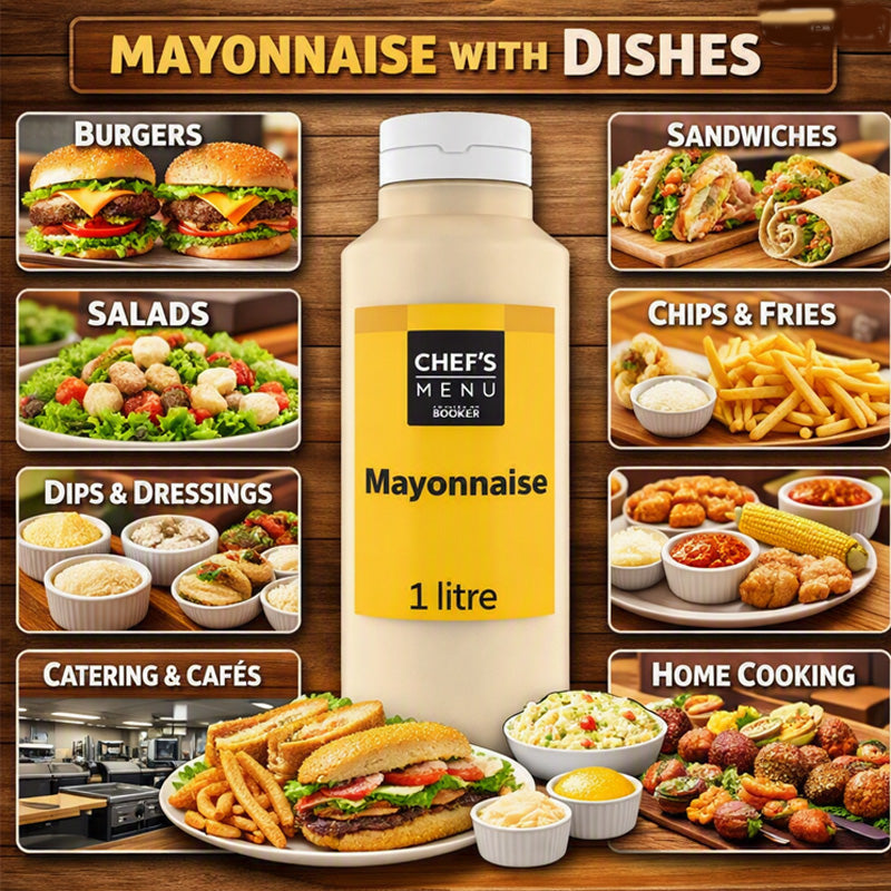 Chef's Menu Mayonnaise 1 Litre Creamy Vegetarian Mayo (Box of 3 & 6 Bottles)