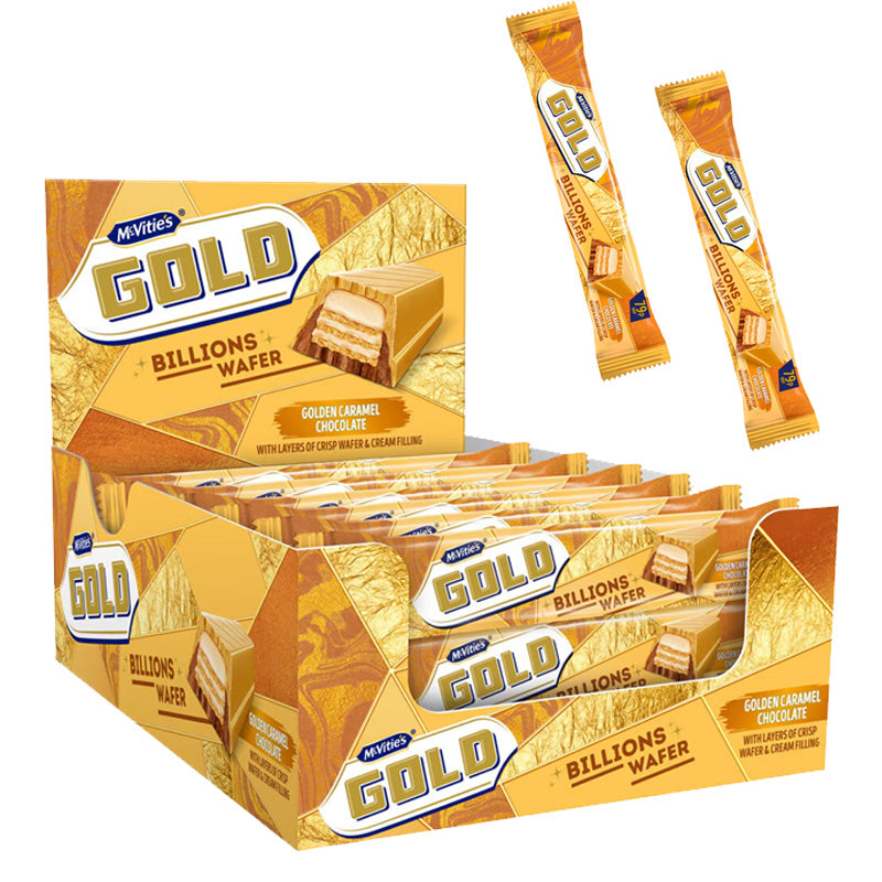 McVitie's Gold Billions Wafer Golden Caramel Chocolate 39g (Box of 24 Bars)