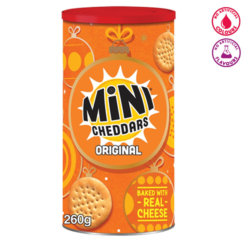 Mini Cheddars Original 260g Cheese Flavoured Oven Baked Biscuits (Box of 6 Tins)