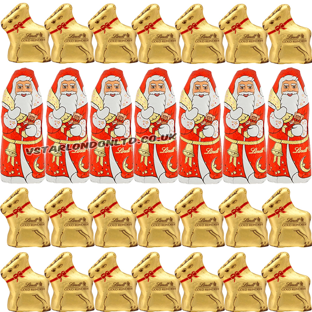 Lindt Santa & Reindeer Mixed Mini Milk Chocolate 10g (30 & 67 Pieces)