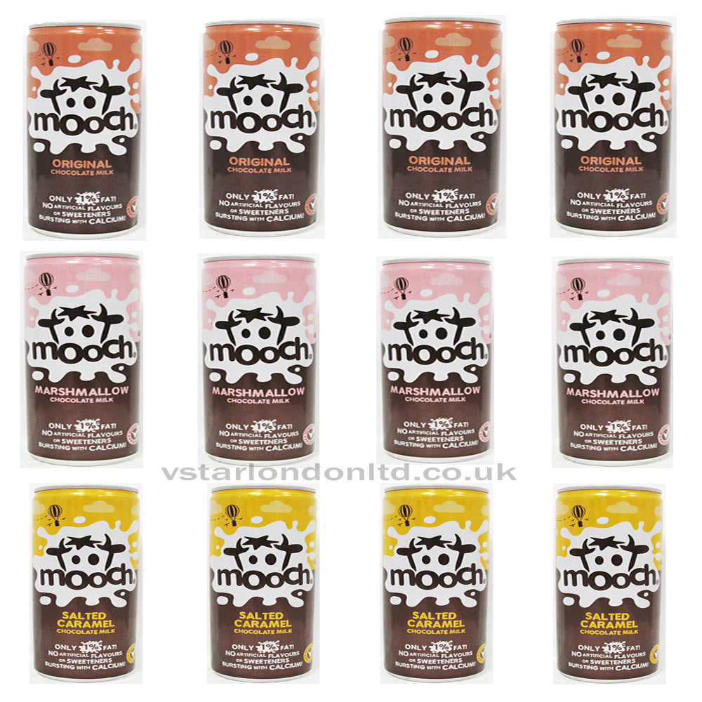 Mooch Flavored Chocolate Milk – Salted Caramel, Original, Marshmallow, Mixed(250ml × 12)
