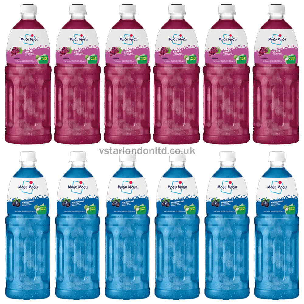 Mogu Mogu - Grape & Blackcurrant Drink 1L(Pack of 6, 12)