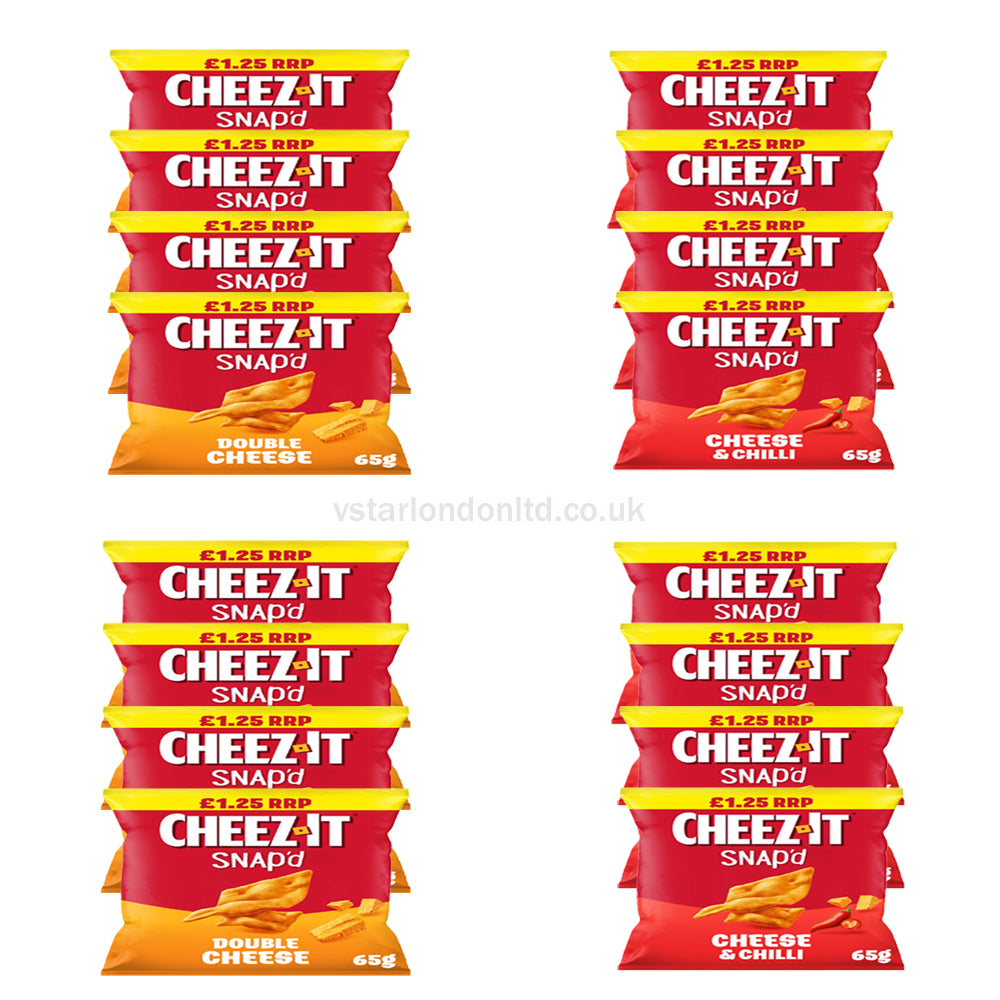 Cheez-It "Cheese" & "Double Cheese" Chilli Thin & Crispy Baked Snacks 65g( Mixed 8 and 16 Packs) PMP