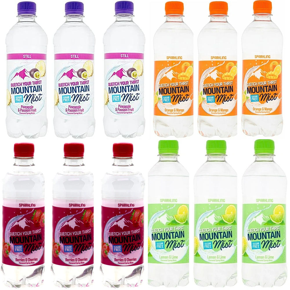 Mountain Mist Flavoured Sparkling Spring Water – 12x500ml (Multiple Flavours)