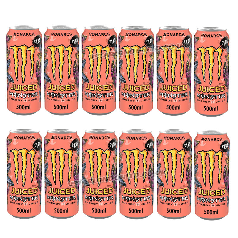Monster Energy Drink Monarch Peach & Nectarine Flavour 500ml PMP Can – (6 & 12 Cans)