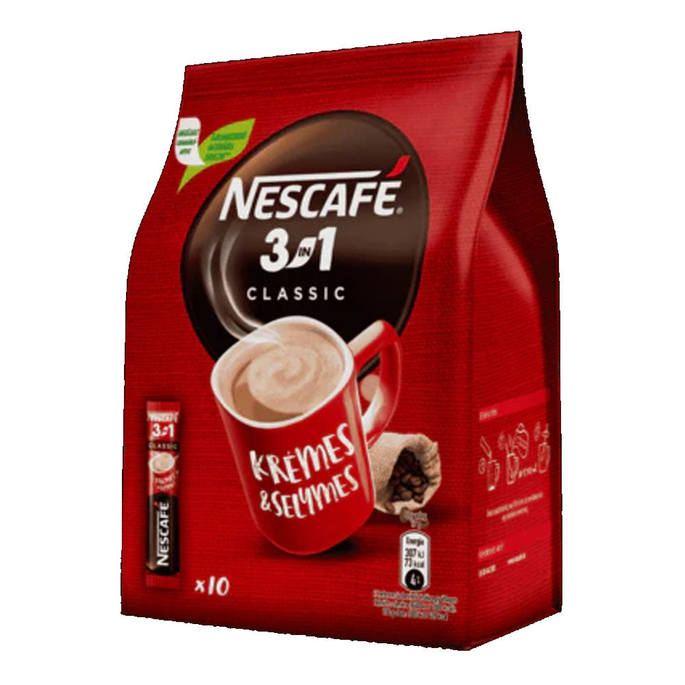 Nescafé 3 in 1 Classic Instant Coffee – 180 Sticks (10 x 18g Packs) | Rich, Creamy & Convenient