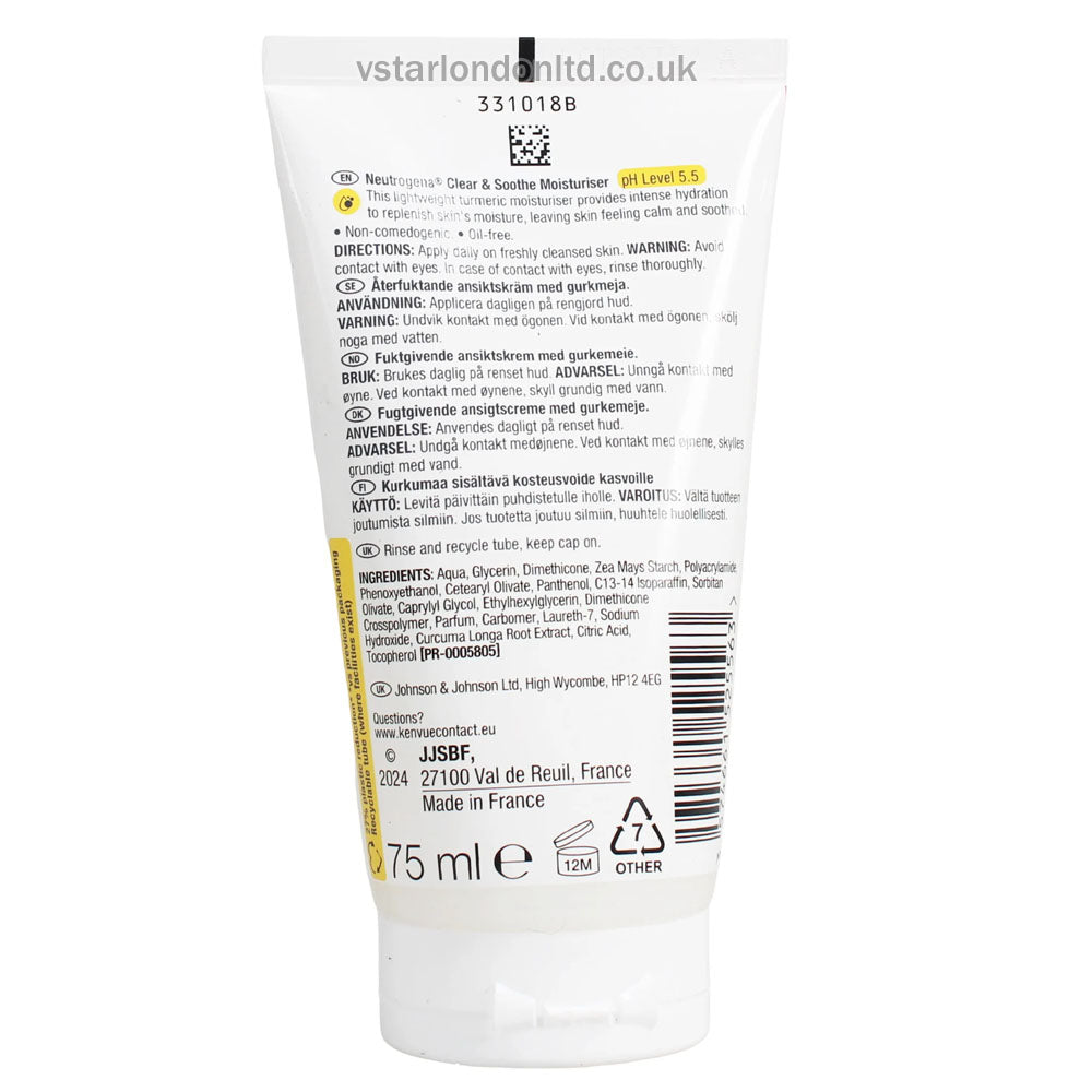 Neutrogena Clear & Soothe Moisturiser with Turmeric - 75ml