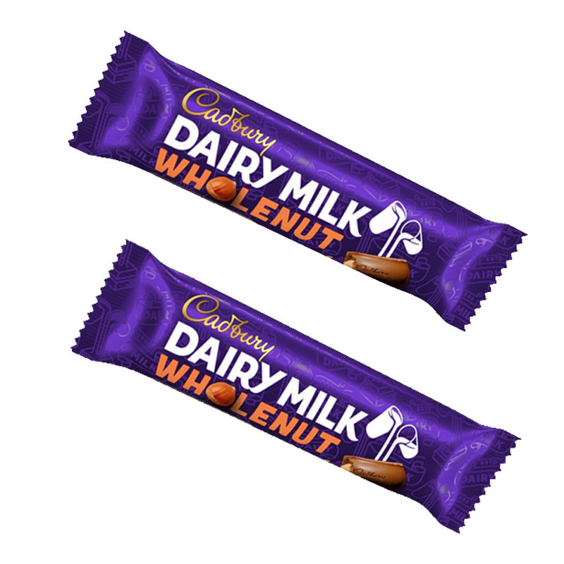Cadbury Dairy Milk Wholenut Chocolate Bar 45g Milk Chocolate with Whole Hazelnuts (Box of 48 Bars)