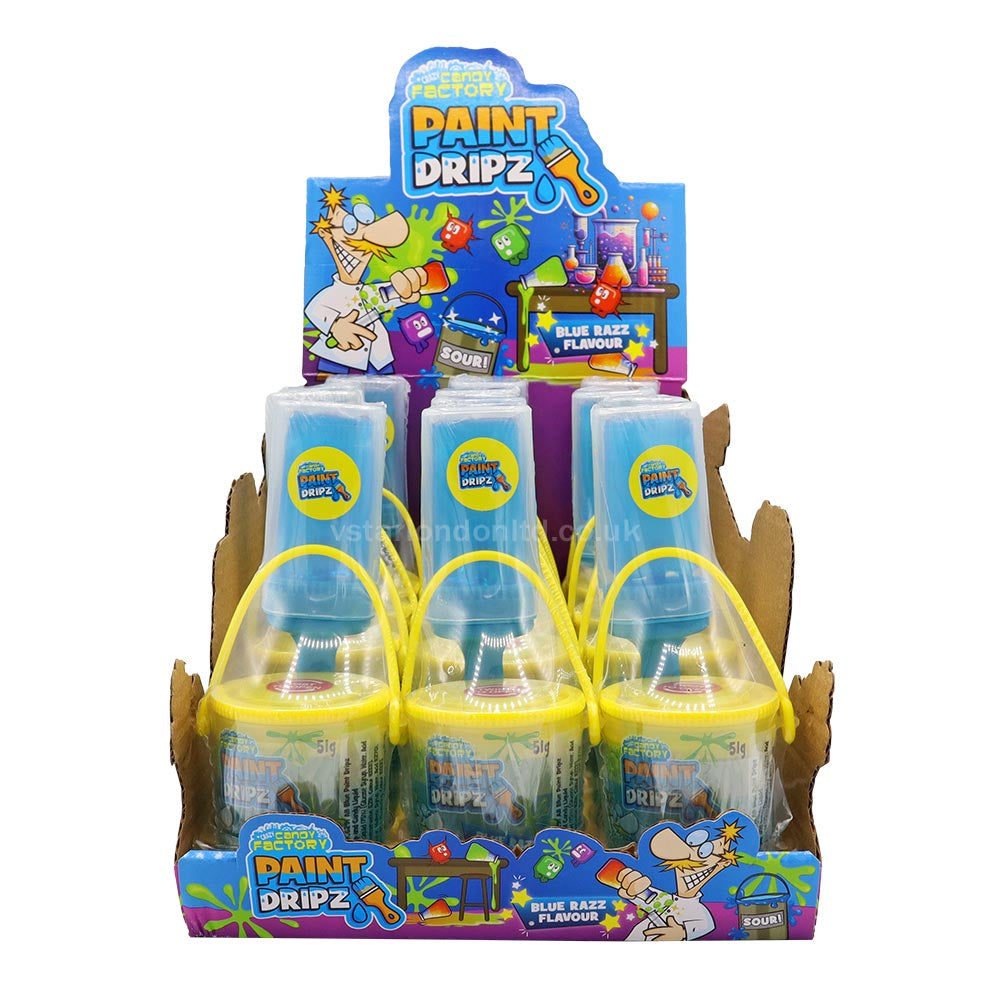 Tangy Blue Razz Paint Dripz - Fun & Interactive Candy (51g, Box of 12) - Crazy Candy Factory
