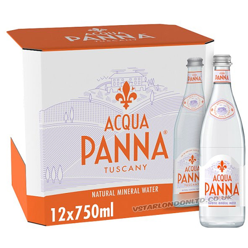 Acqua Panna Still Natural Mineral Water Glass Bottles 750ml Premium Italian Water (Box of 12 Bottles)