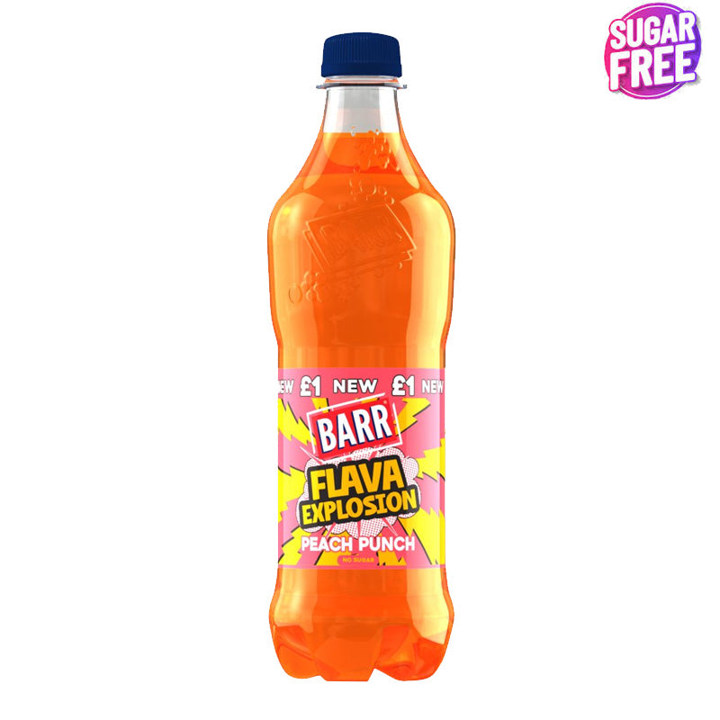 Barr Flava Explosion Peach Punch PMP 500ml x 12 Bottles -No Sugar