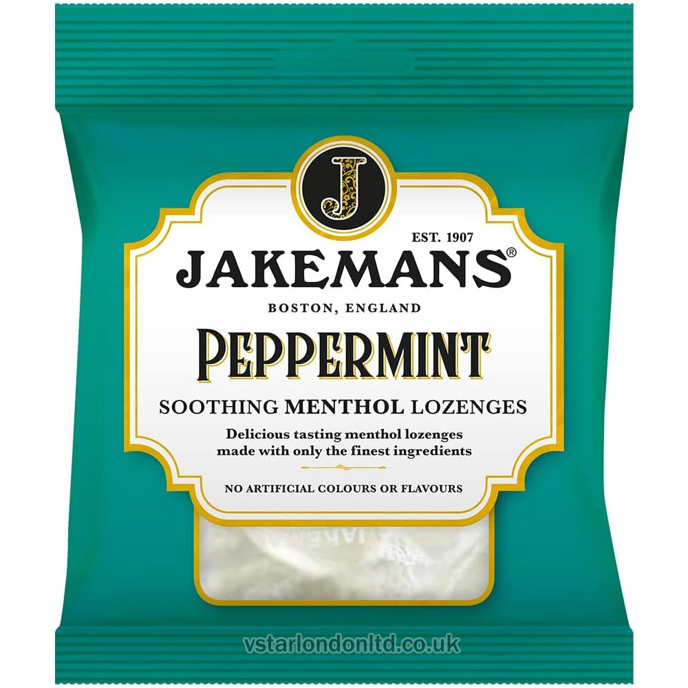 Jakemans Peppermint Soothing Menthol Lozenges 73g (Box of 12 Bags)