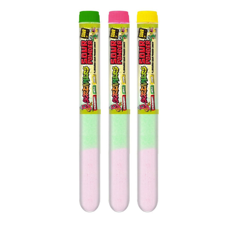 Zed Candy Screamers Powder Tubes 15g Sour Fruit Flavoured Powder tubes (Box of 30 Tubes)
