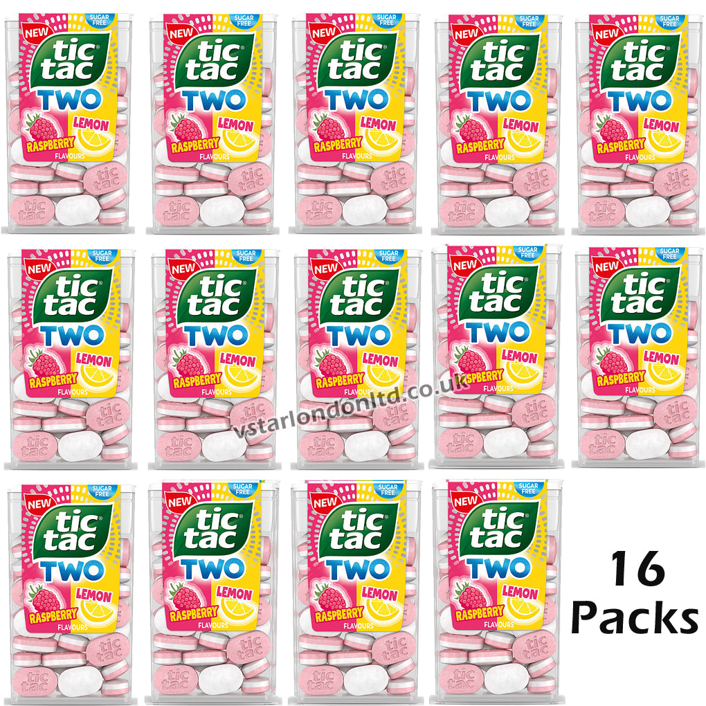 Tic Tac Two Variety Pack – Raspberry & Lemon, Spearmint, Strawberry & Lime (38g)