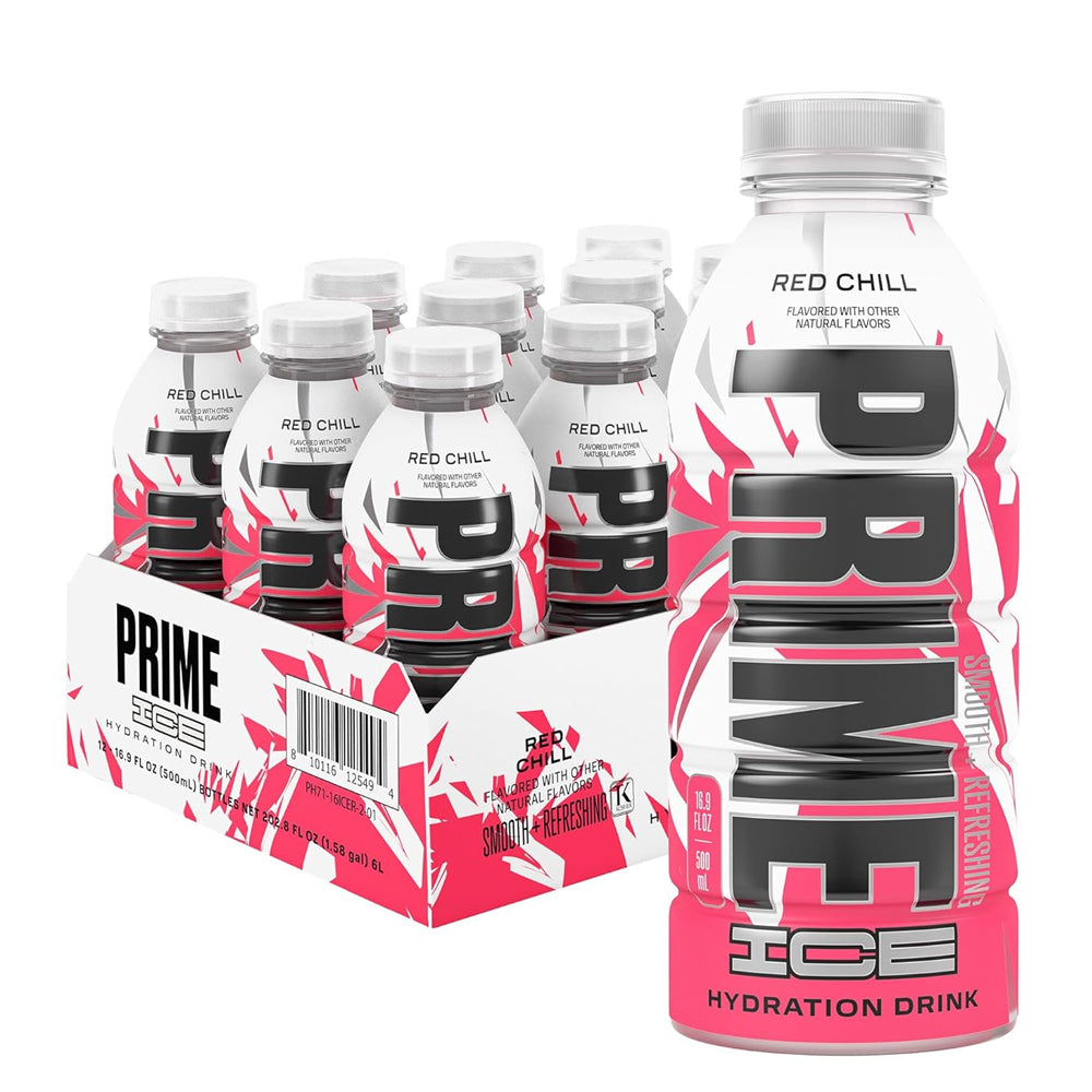 Prime Orange, Blue & Red Chill Flavour Ice Hydration 500ml (6 & 12 Bottles)