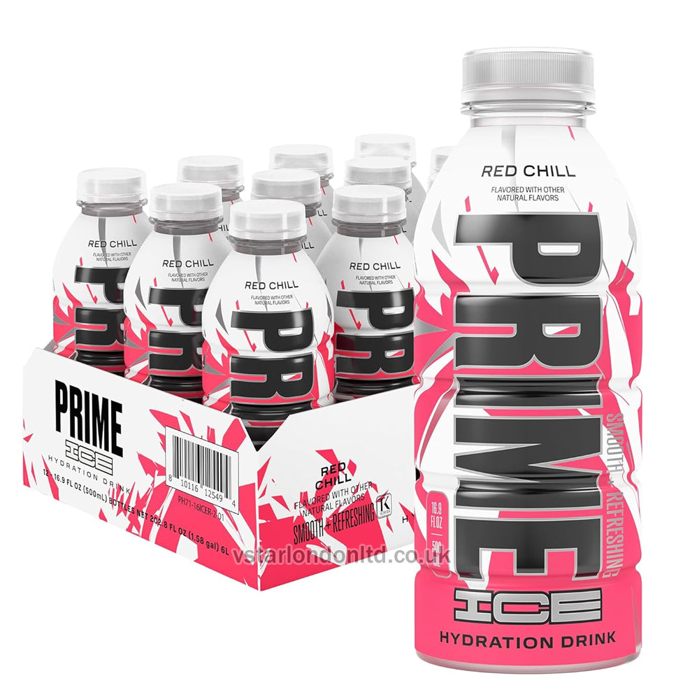 Prime Red Chill Flavour Ice Hydration 500ml(Pack of 12 Bottles)