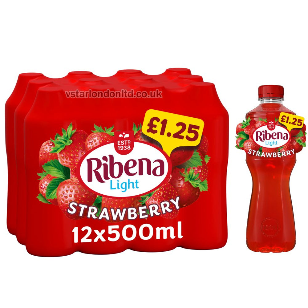 Ribena Strawberry Juice Drink No Added Sugar (500ml × 12) PMP