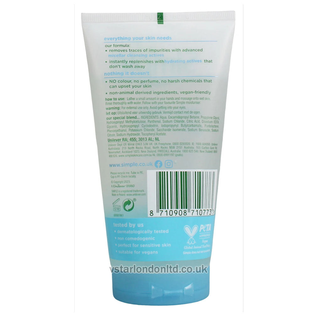 Simple Micellar Facial Wash Gel – 6 x 150ml