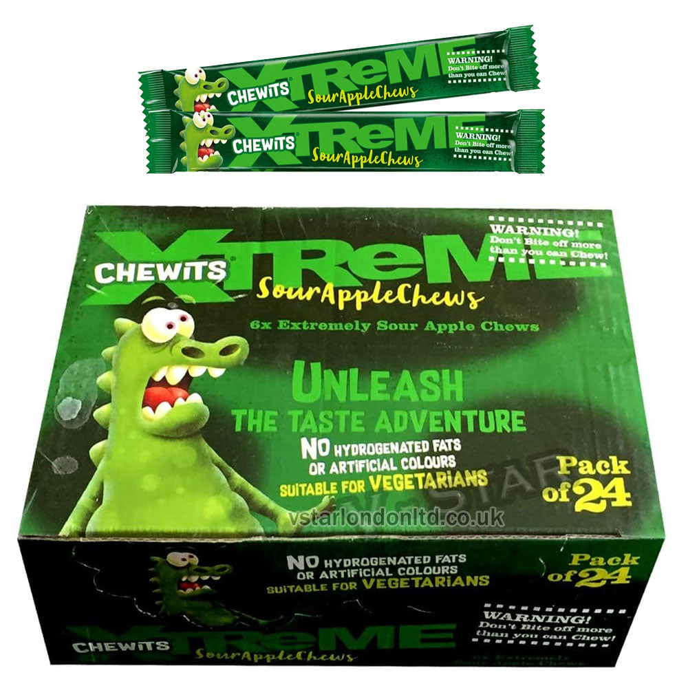 Chewits Xtreme Sour Chews – 34g Packs (Box of 24)