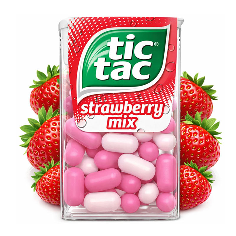 Tic Tac Strawberry Mix 18g Fresh Mint Candy (Box of 12 & 24 Packs)