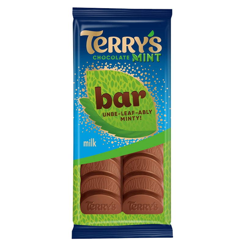 Terry's Milk Chocolate Mint Bar 90g x 20 Packs – Natural Mint Flavour